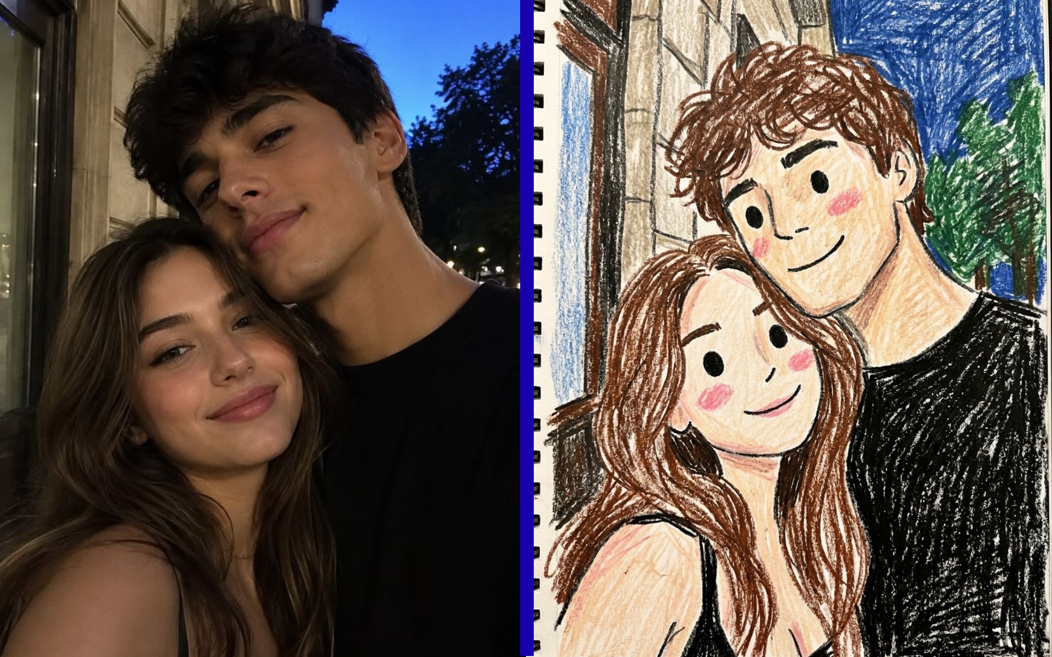 authentic hand-drawn crayon illustration